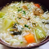 リメイク！しめじと水菜入りコンソメスープ雑炊